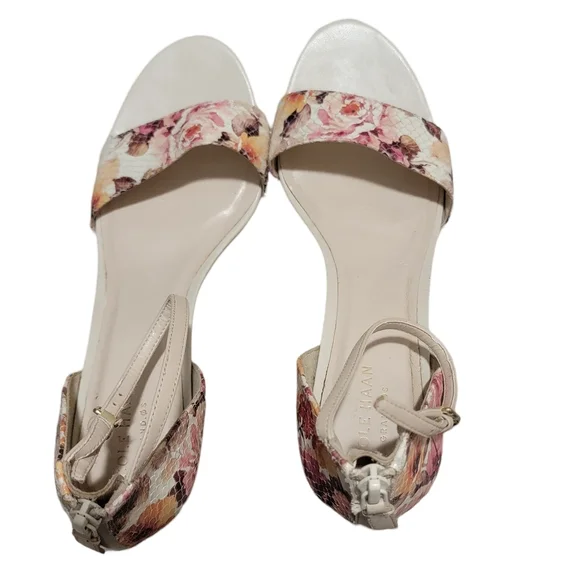 Cole Haan Grandos Womens Size 9 Floral Ankle Strap 3.5" Stiletto Heels Gorgeous - Picture 7 of 16